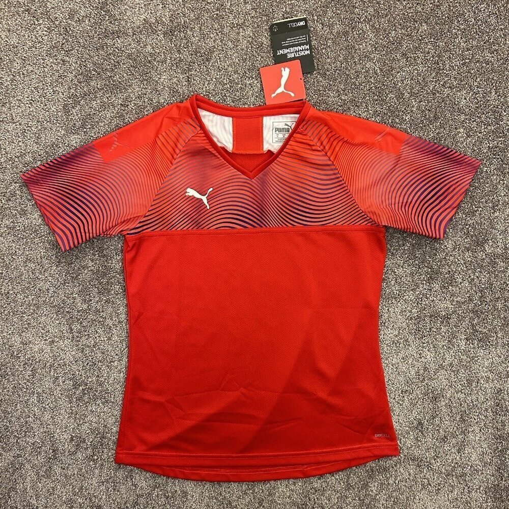 Puma CUP Soccer Jersey Top Women's Red White V-Neck Size M - Medium - NWT $40 - Picture 4 of 14